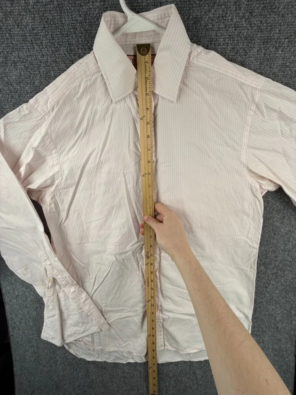Thomas Pink Mens 15.5 34 Pink Striped Long Sleeve Button Up French Cuff